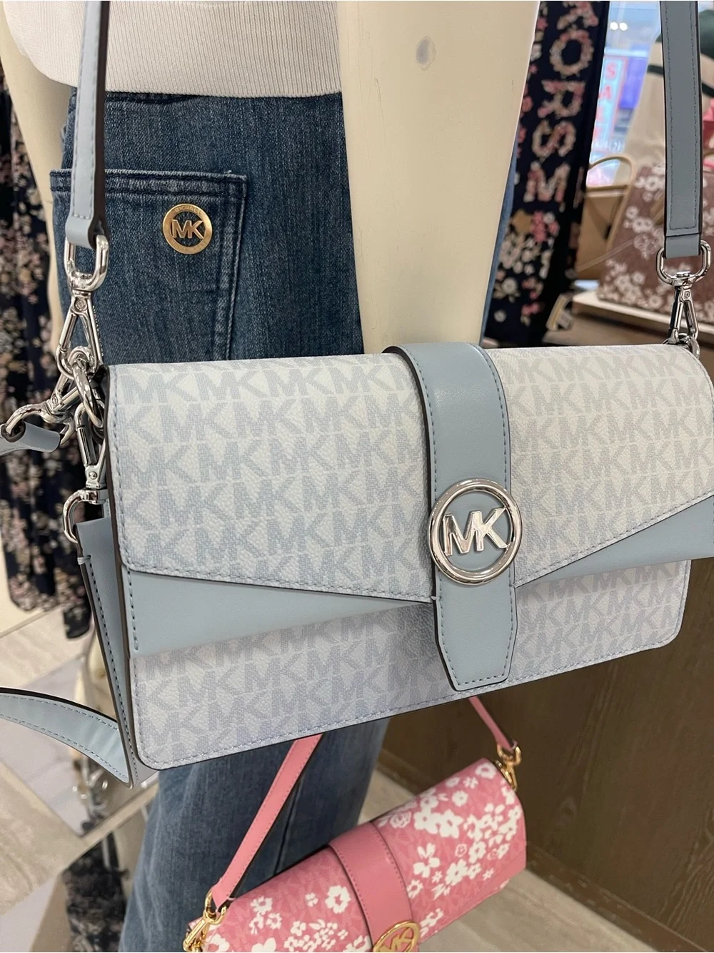 MICHAEL KORS Greenwich Md Signature Logo Shoulder  Bag Crossbody Satchel  NWT